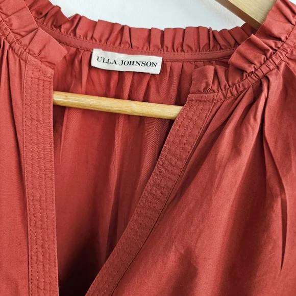 Ulla Johnson Hornoria Mini Dress Ruffle Red Cotton Size 8 - Picture 8 of 8